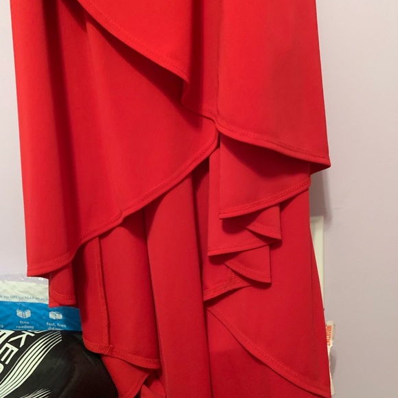 PROM Red One Shoulder High-Low Dress - Picture 5 of 8